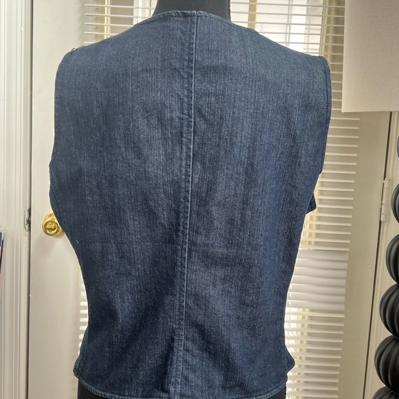 New York & Company Blue Denim Vest Classic Sleeveless Design - Picture 7 of 8